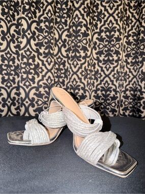 a new day Silver Twisted Beaded Slip-On Mules